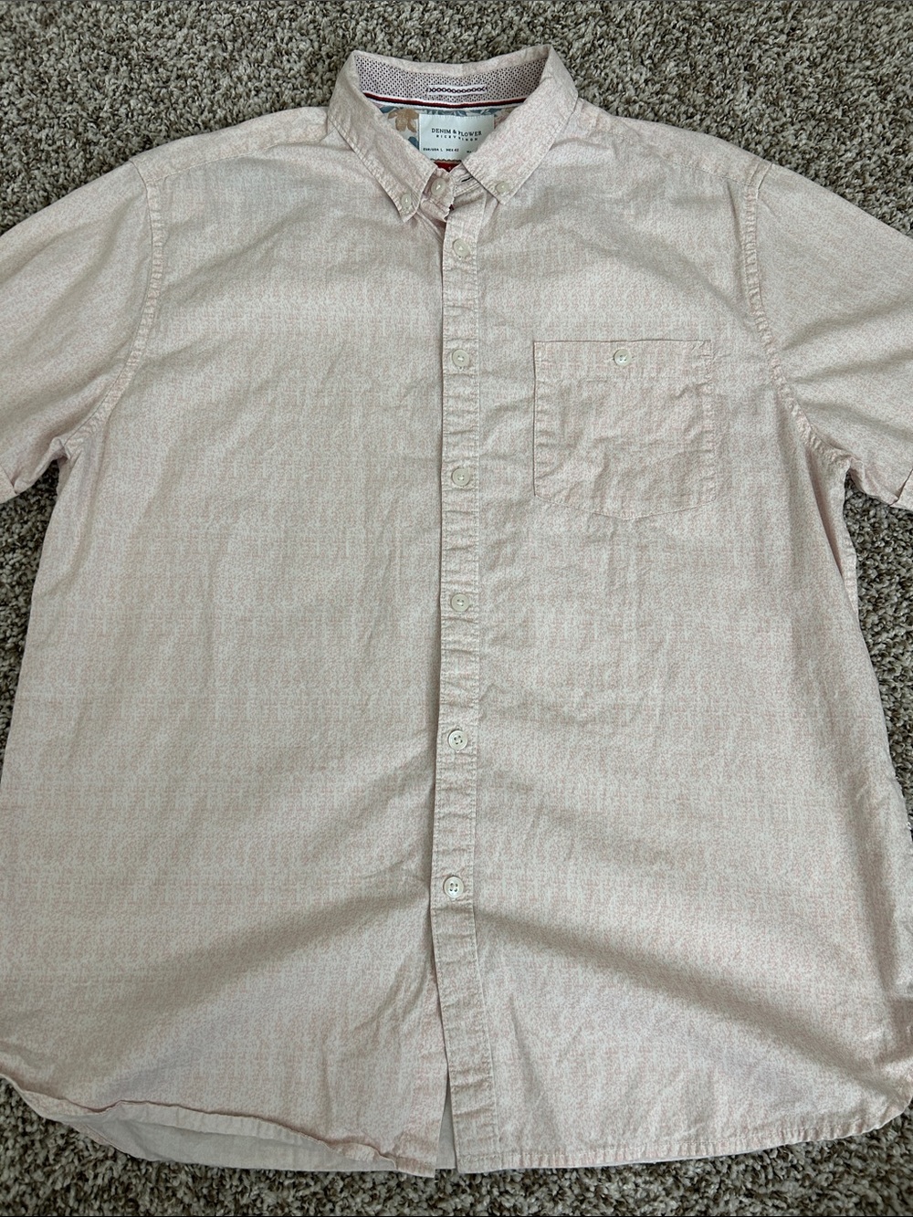 Denim & Flower Men's Light Pink Short-Sleeve Button-Down Shirt